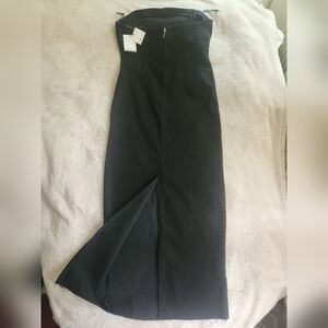 ZARA STRAPLESS FITTED DENIM DRESS FRAYED BLack BNWT